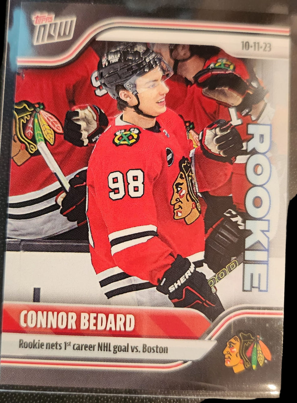 2023-24 Topps Now NHL Sticker Connor Bedard Rookie #5 Blackhawks