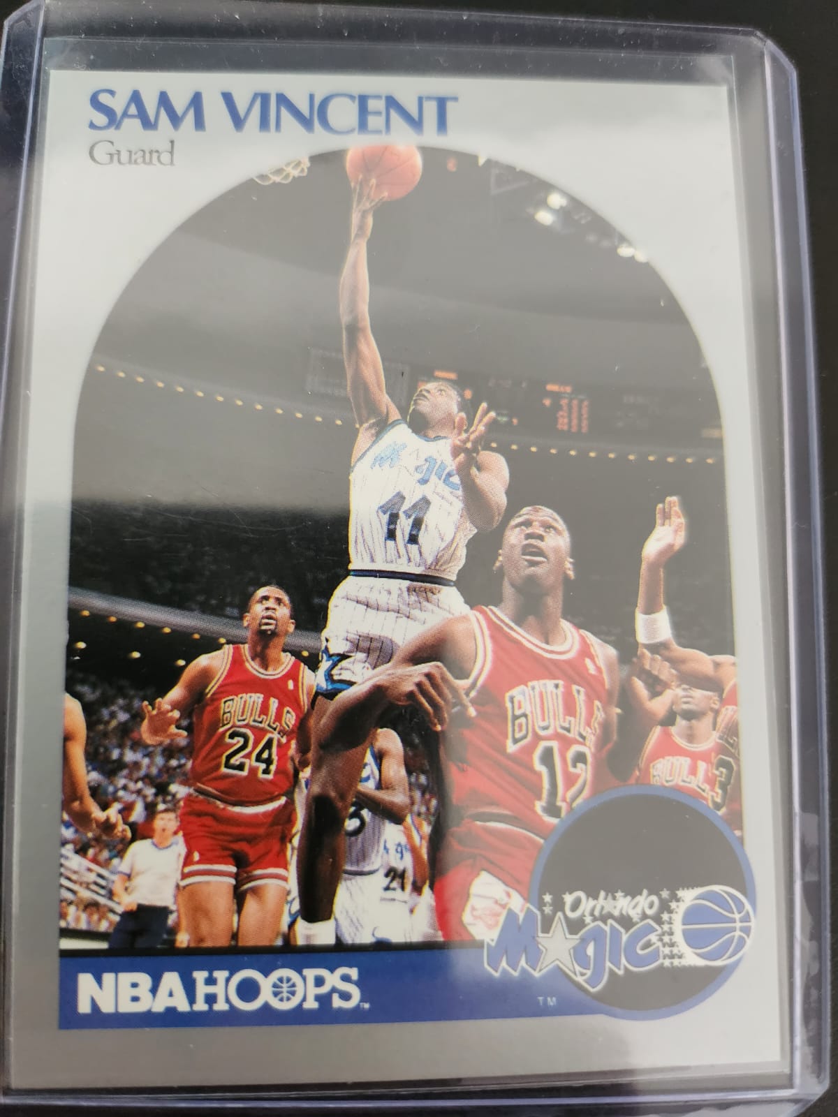 MICHAEL JORDAN Wearing CHICAGO BULLS JERSEY #12 Basketball Card SAM VINCENT  RARE