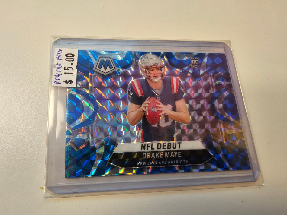2024 Panini Mosaic - NFL Debut Drake Maye #273 Reactive Blue Mosaic Prizm (RC)