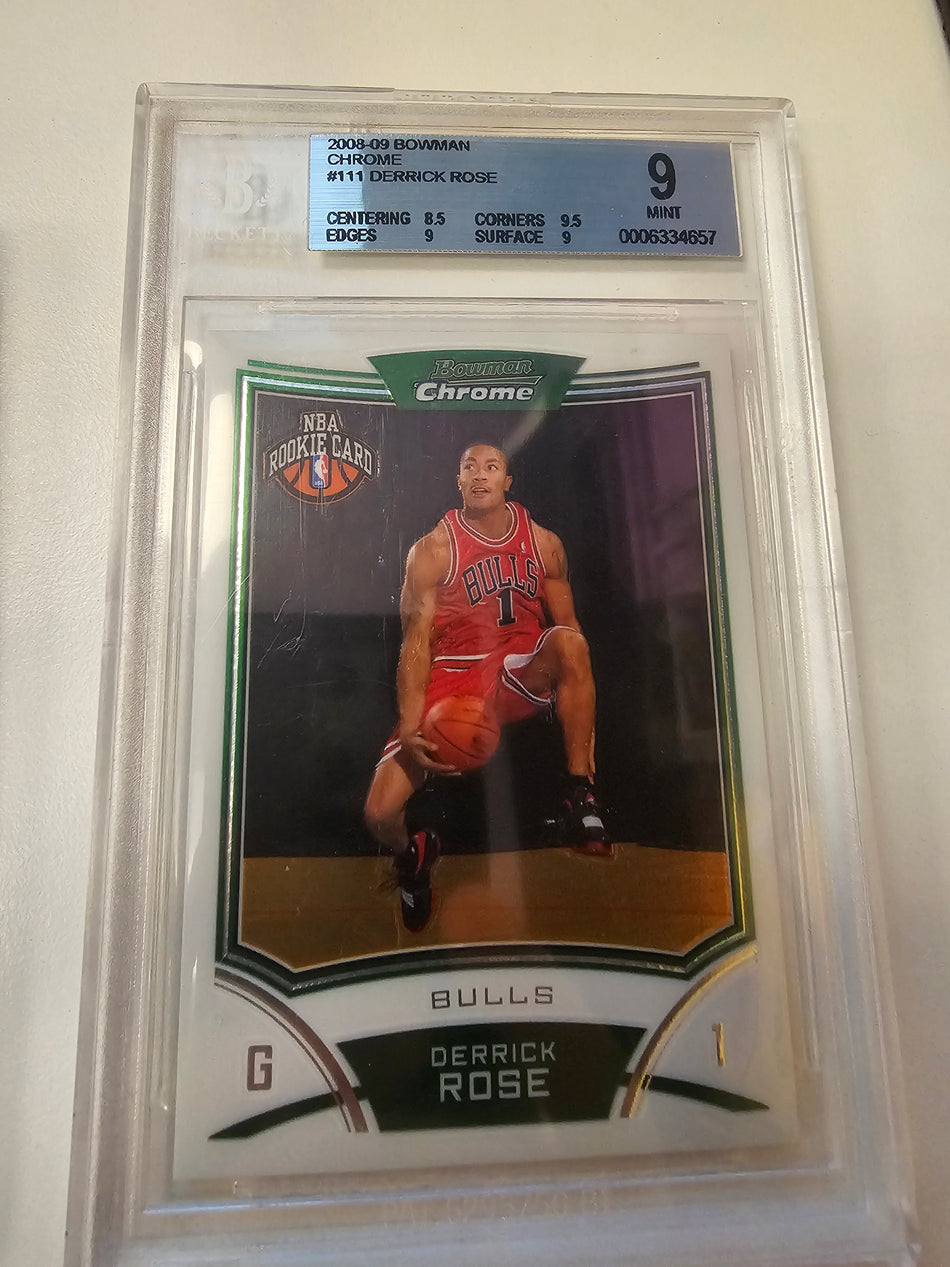 2008-09 Bowman Chrome Derrick Rose Rookie RC #111 Beckett 9