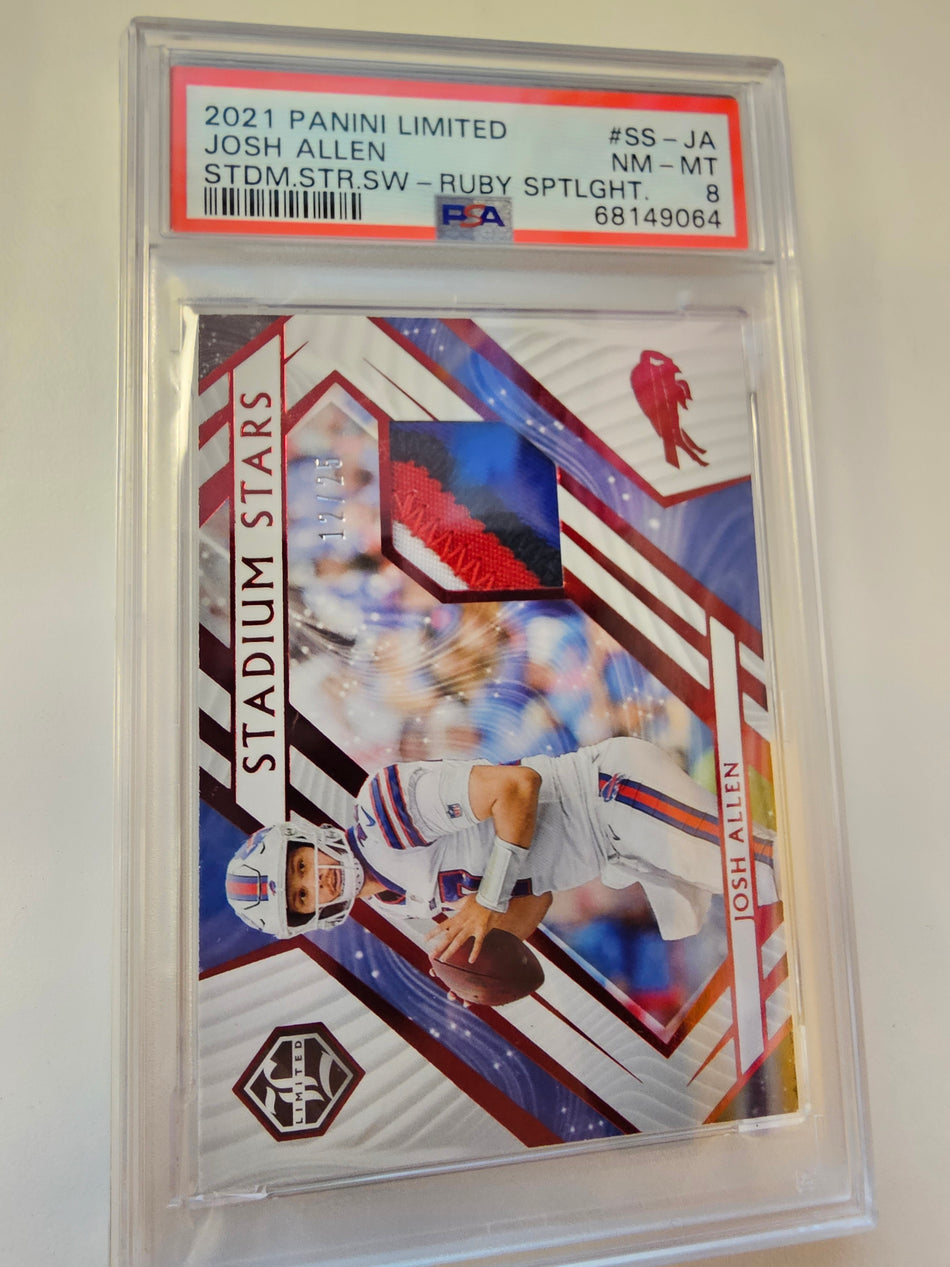 2021 Panini Limited Stadium Stars Swatch Ruby Spotlight #SS-JA Josh Allen /25