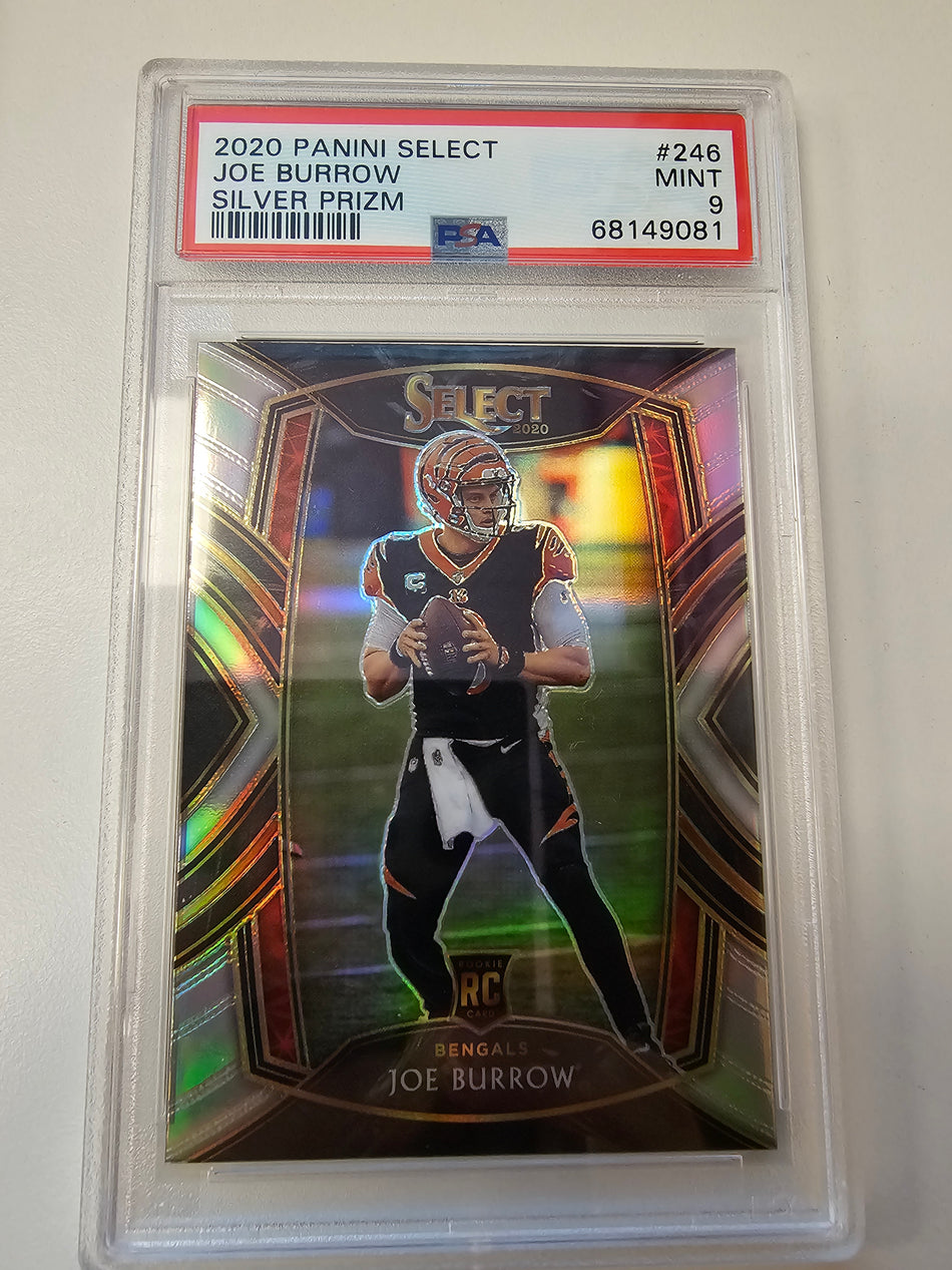 2020 Panini Select Joe Burrow Club Level Rookie Silver Prizm #246 PSA 9