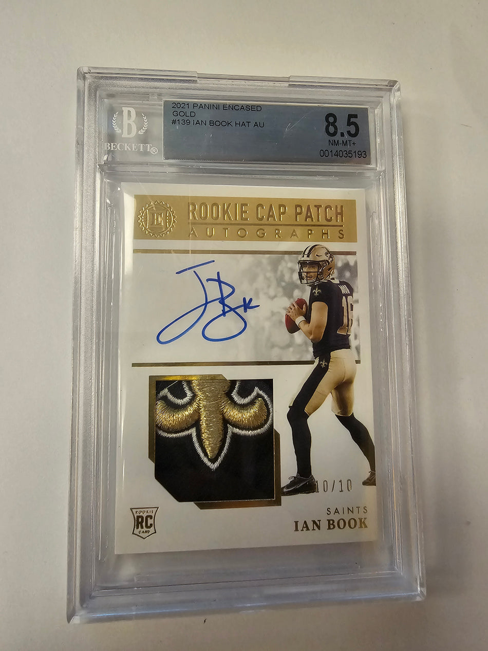 2021 Panini Encased Ian Book Rookie Cap Patch Auto #139 /10 - BGS 8.5