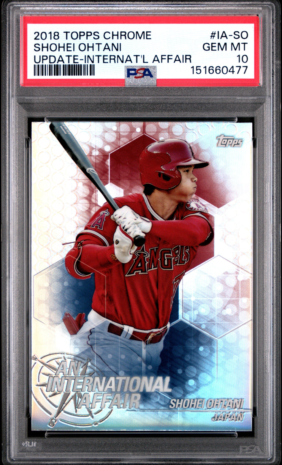 2018 TOPPS CHROME UPDATE AN INTERNATIONAL AFFAIR #IA-SO SHOHEI OHTANI UPDATE-INTERNAT'L AFFAIR PSA 10 ROOKIE
