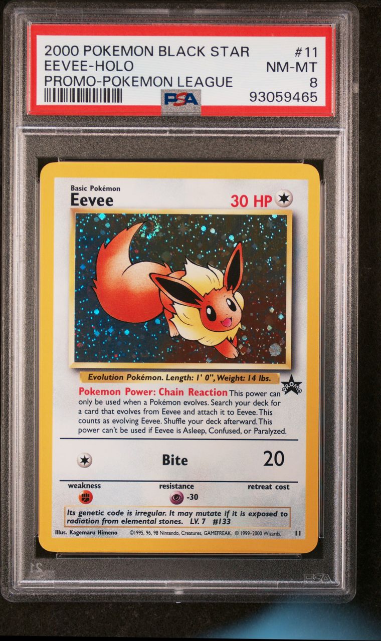 Eevee-Holo #11 (POKEMON LEAGUE) PSA 8