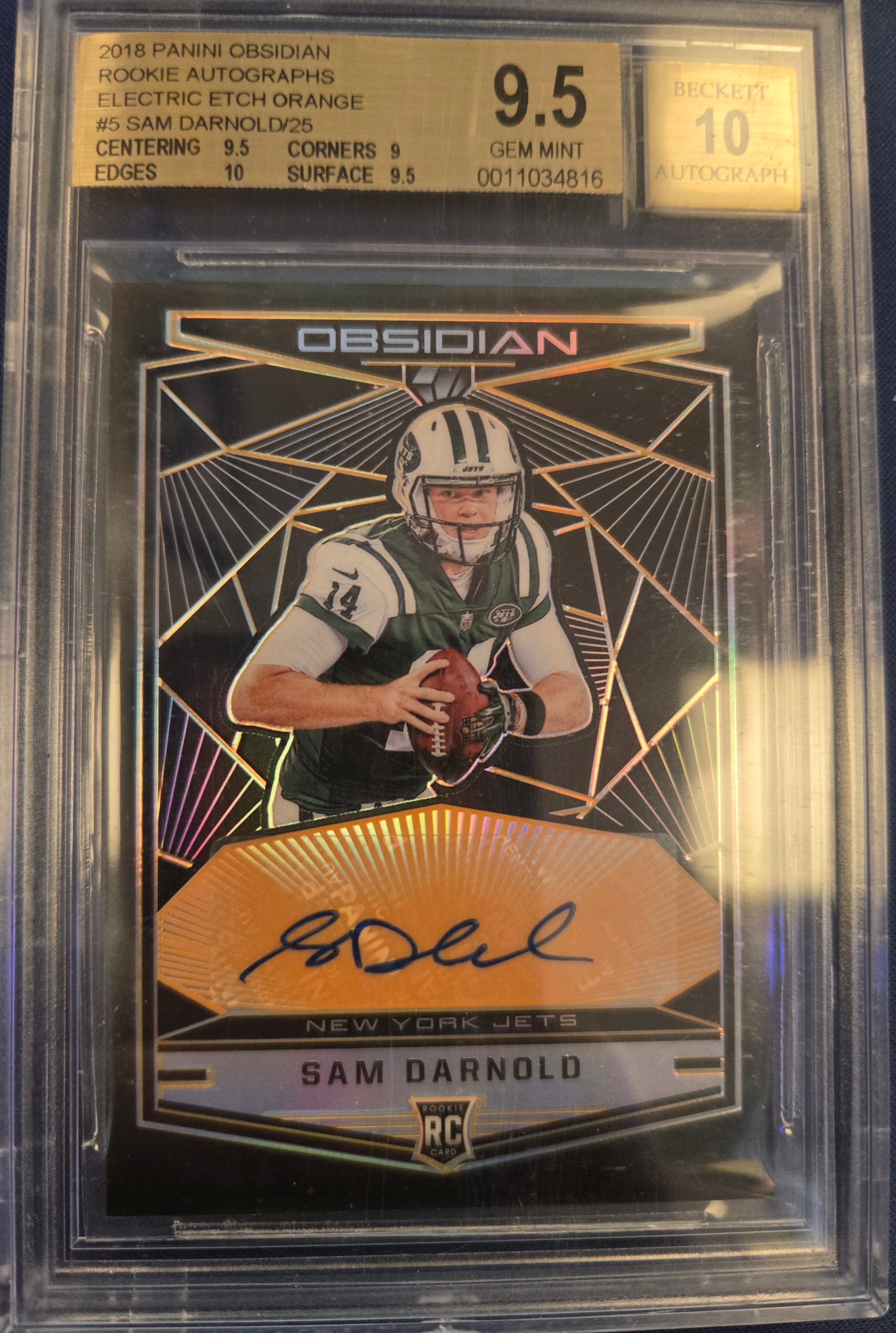 2018 Panini Obsidian Rookie Autographs Electric Etch Orange #5 SAM