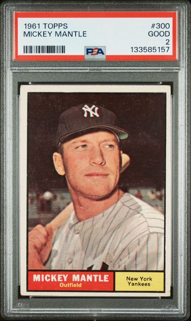 1961 TOPPS #300 MICKEY MANTLE PSA 2