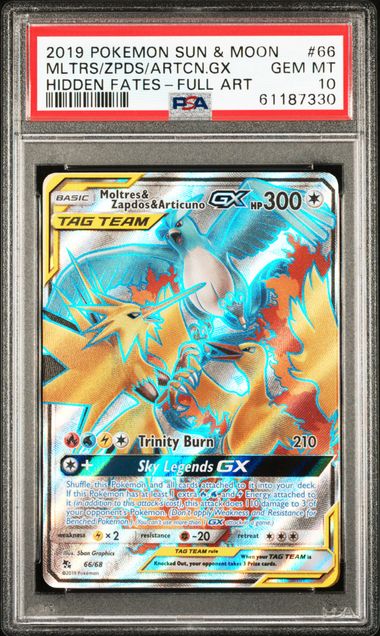 Moltres & Zapdos & Articuno GX 66/68 PSA 10