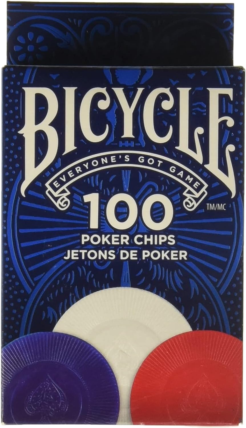 Bicycle Poker Chips - 100 Count with 3 Colors