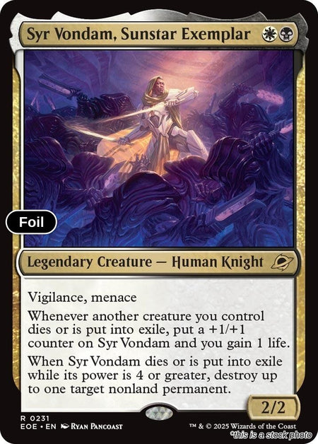 Syr Vondam, Sunstar Exemplar