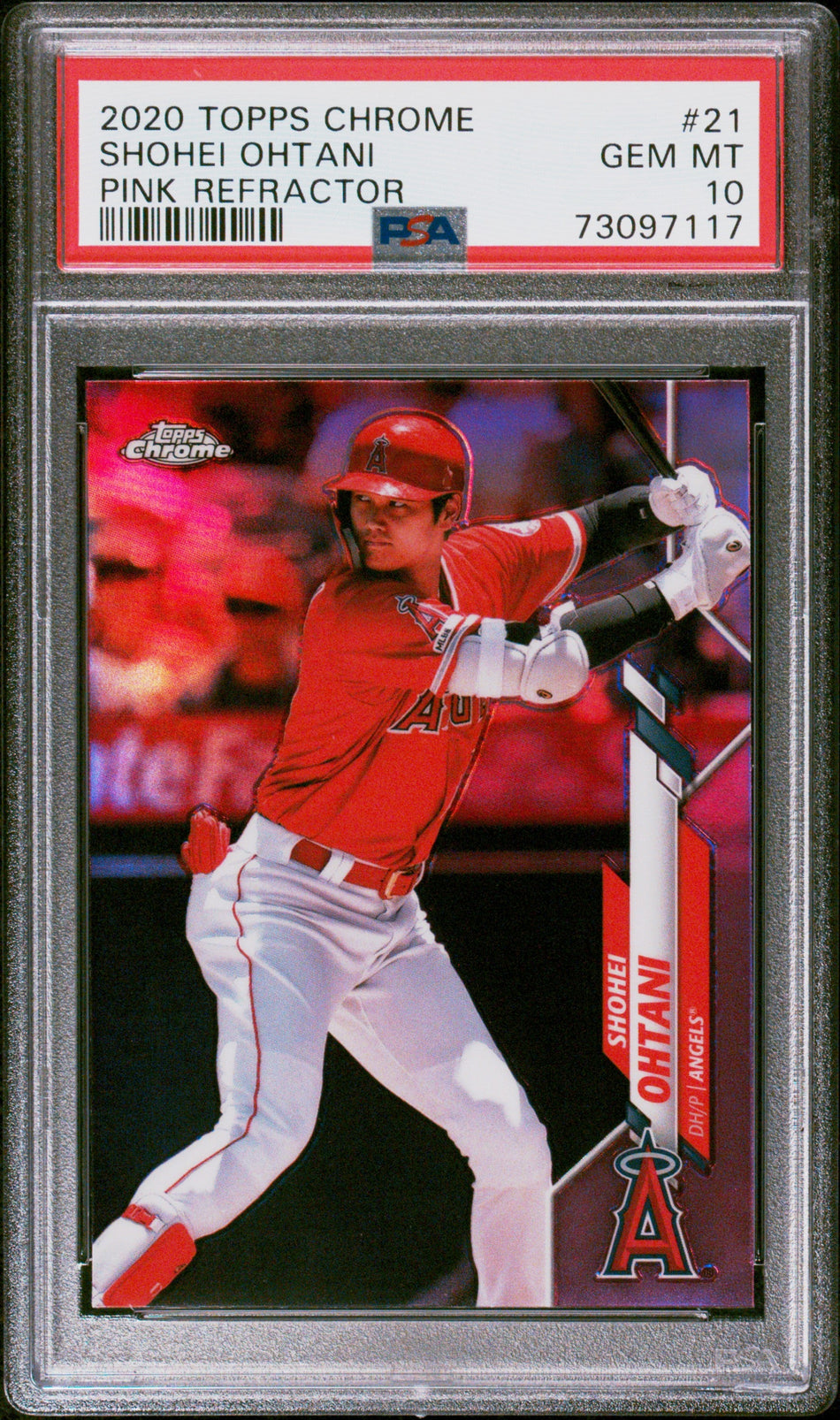 2020 TOPPS CHROME #21 SHOHEI OHTANI PINK REFRACTOR PSA 10