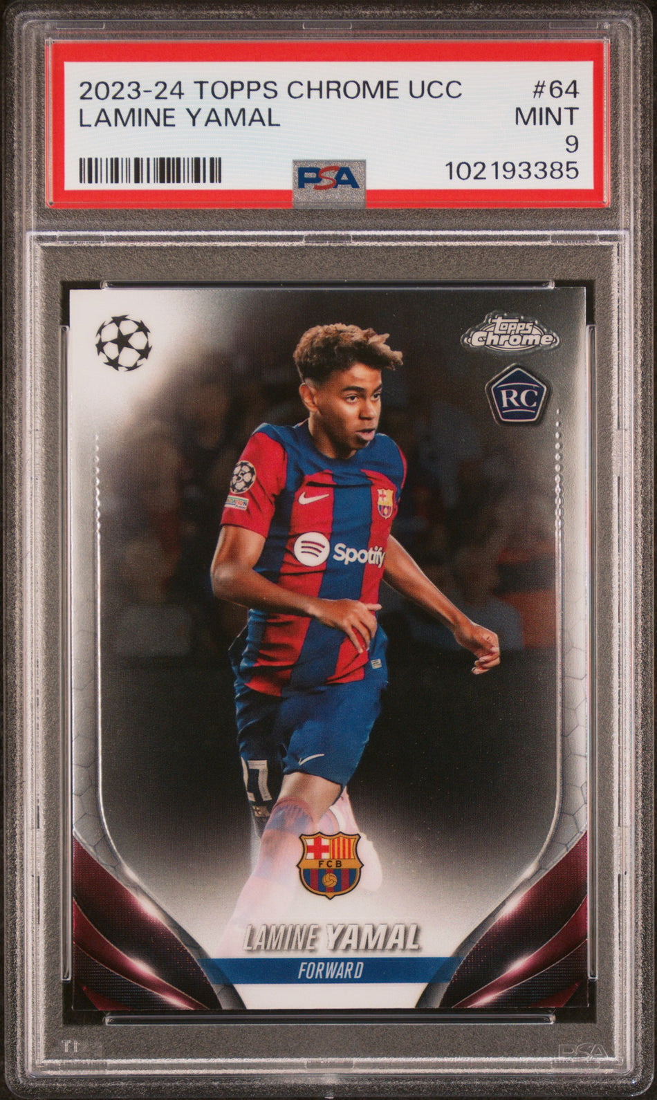 2023-24 TOPPS CHROME UEFA CLUB COMPETITIONS #64 LAMINE YAMAL PSA 9