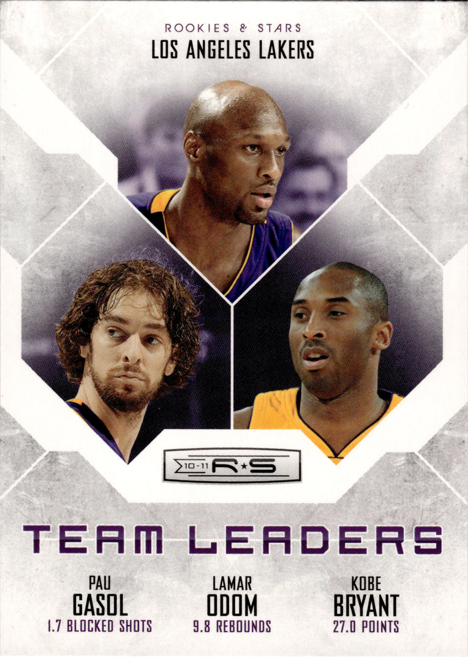 Basketball 2010 Panini Rookies & Stars 13 Pau Gasol _ Lamar Odom _ Kobe Bryant