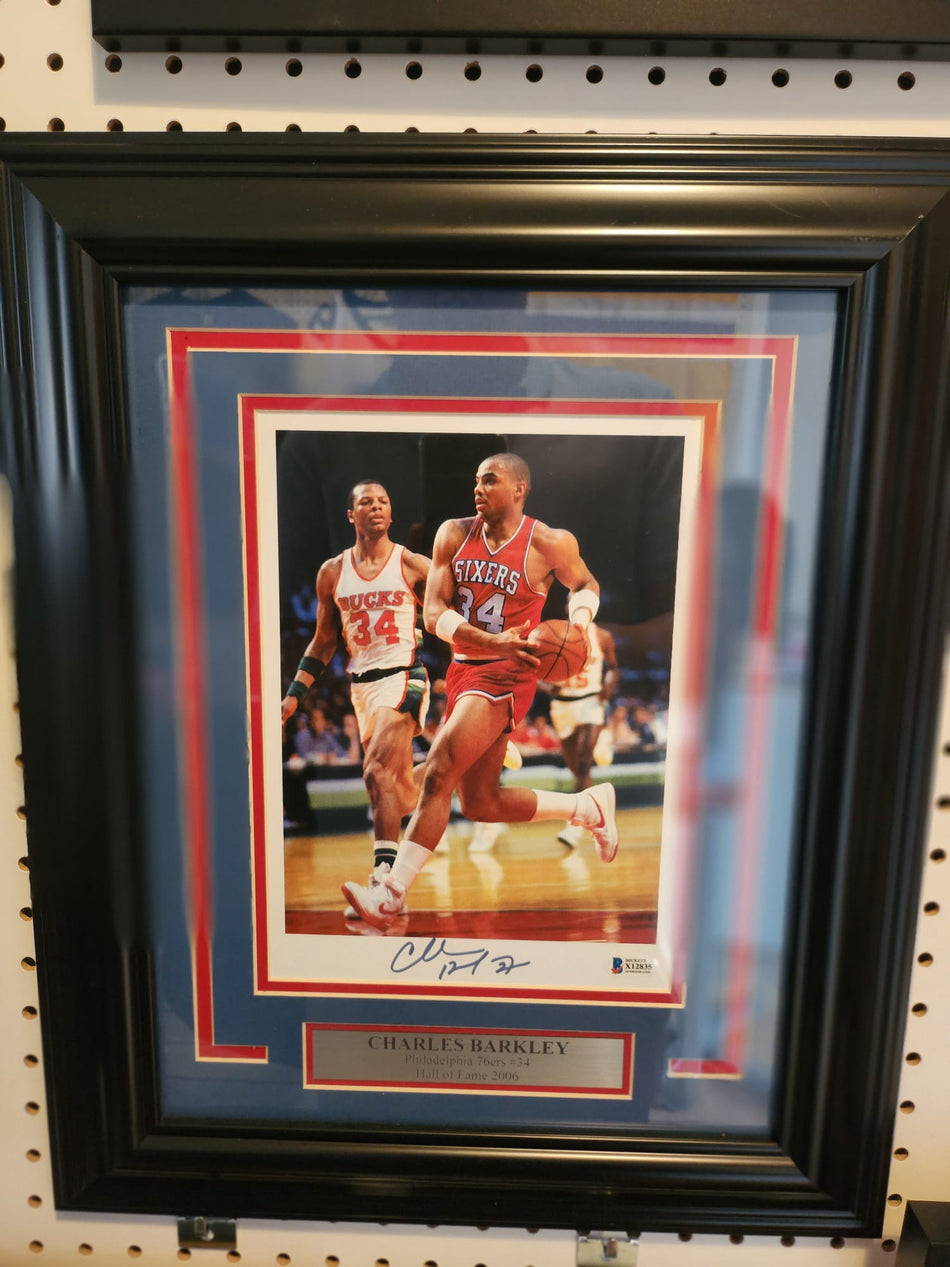 CHARLES BARKLEY 16X19 AUTOGRAPH FRAMED HALL OF FAME