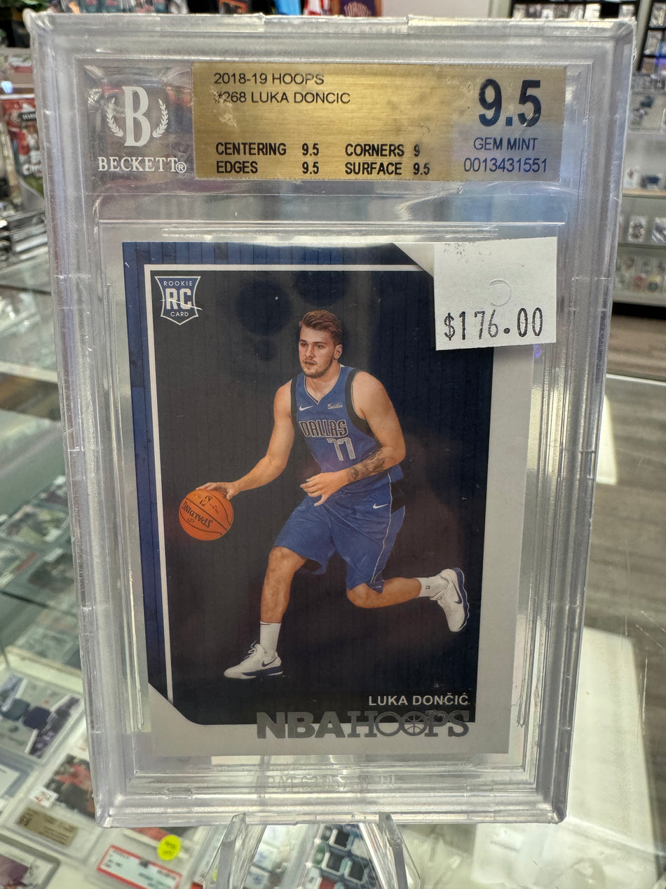 Panini 2018-19 Luka Doncic NBAHoops #268 Beckett 9.5 Gem Mint Rookie