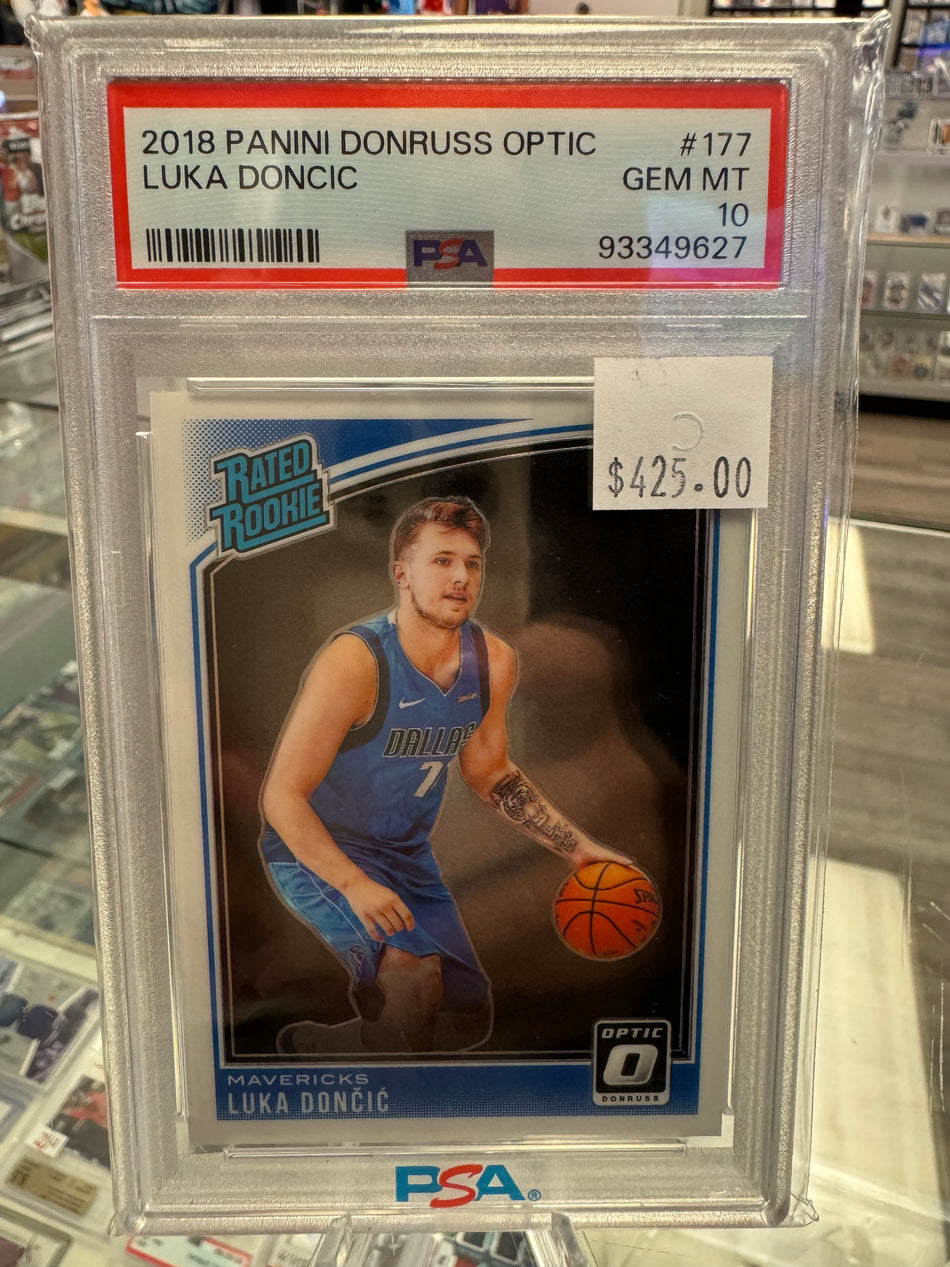 2018-19 Panini Donruss Optic Mavericks Luka Doncic PSA #177 GEM MT PSA 10 Rated Rookie