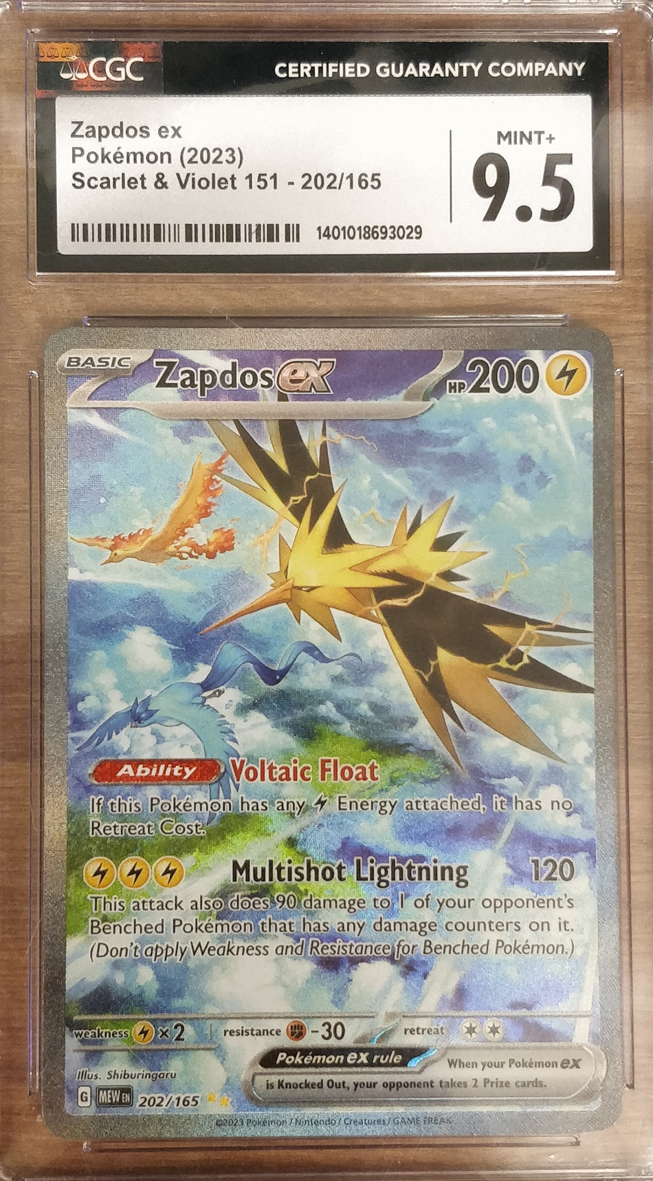 Zapdos ex Pokemon (2023) Scarlet & Violet 151 - 202/165 CGC Mint+ 9.5 (1401018693029)