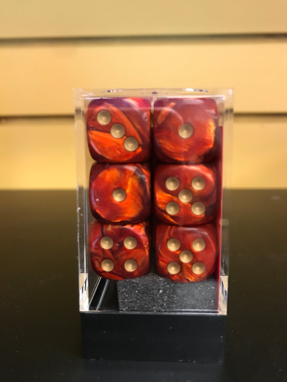 SIGNATURE 16MM DICE BLOCKS SCARLET/GOLD