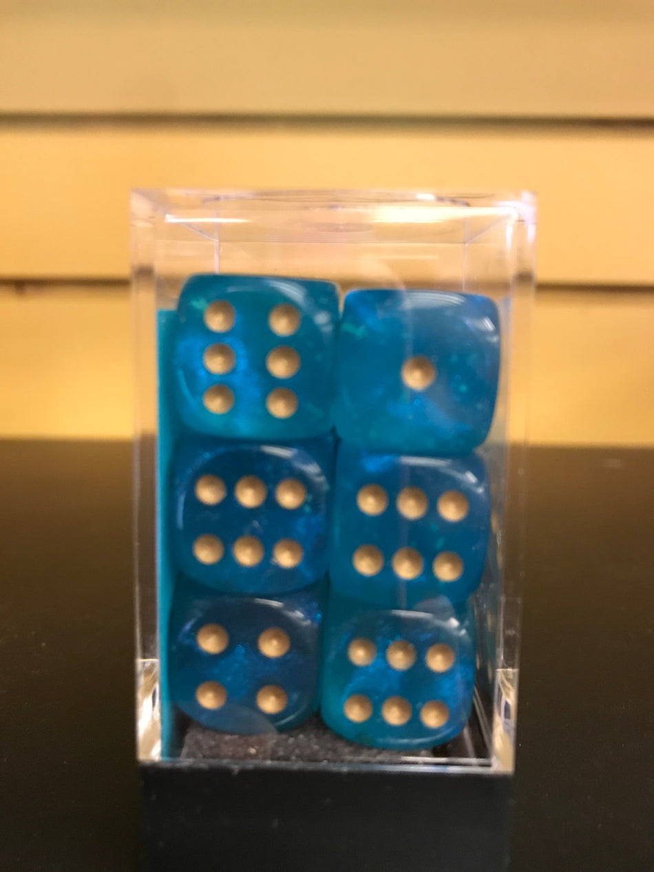 SIGNATURE 16MM DICE BLOCKS TEAL/GOLD