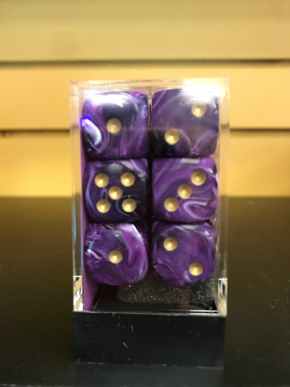 SIGNATURE 16MM DICE BLOCKS PURPLE/GOLD