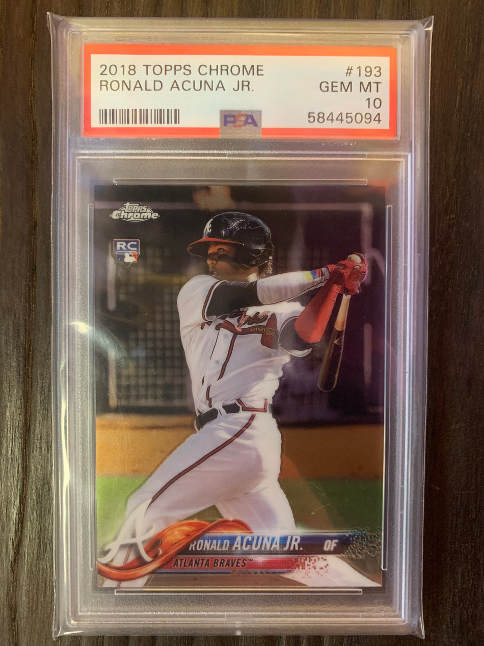 2018 TOPPS CHROME RONALD ACUNA JR #193 PSA 10