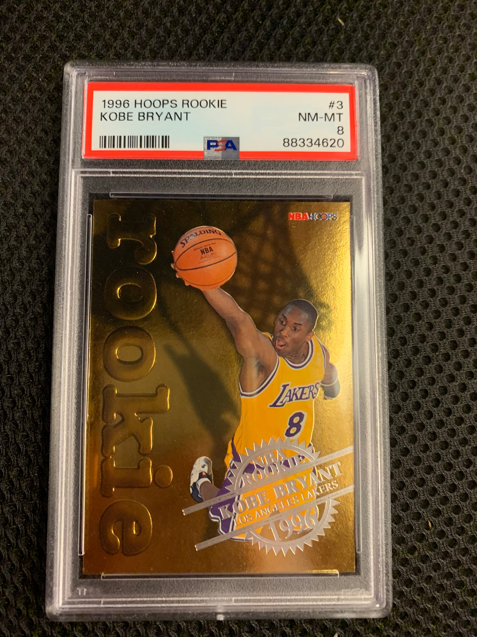 1996 HOOPS ROOKIE KOBE BRYANT #3 PSA 8