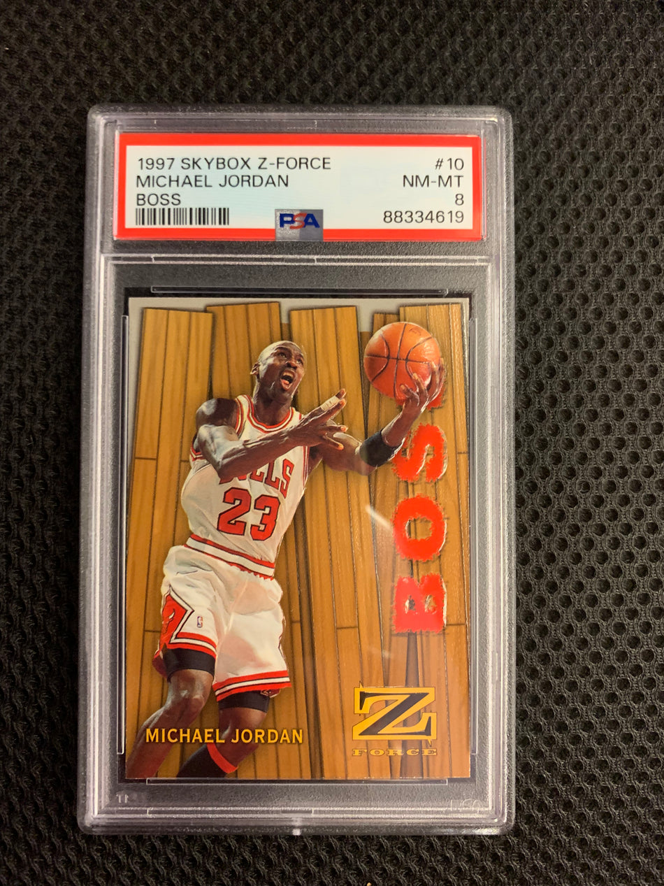 1997 SKYBOX Z-FORCE MICHAEL JORDAN BOSS #10 PSA 8