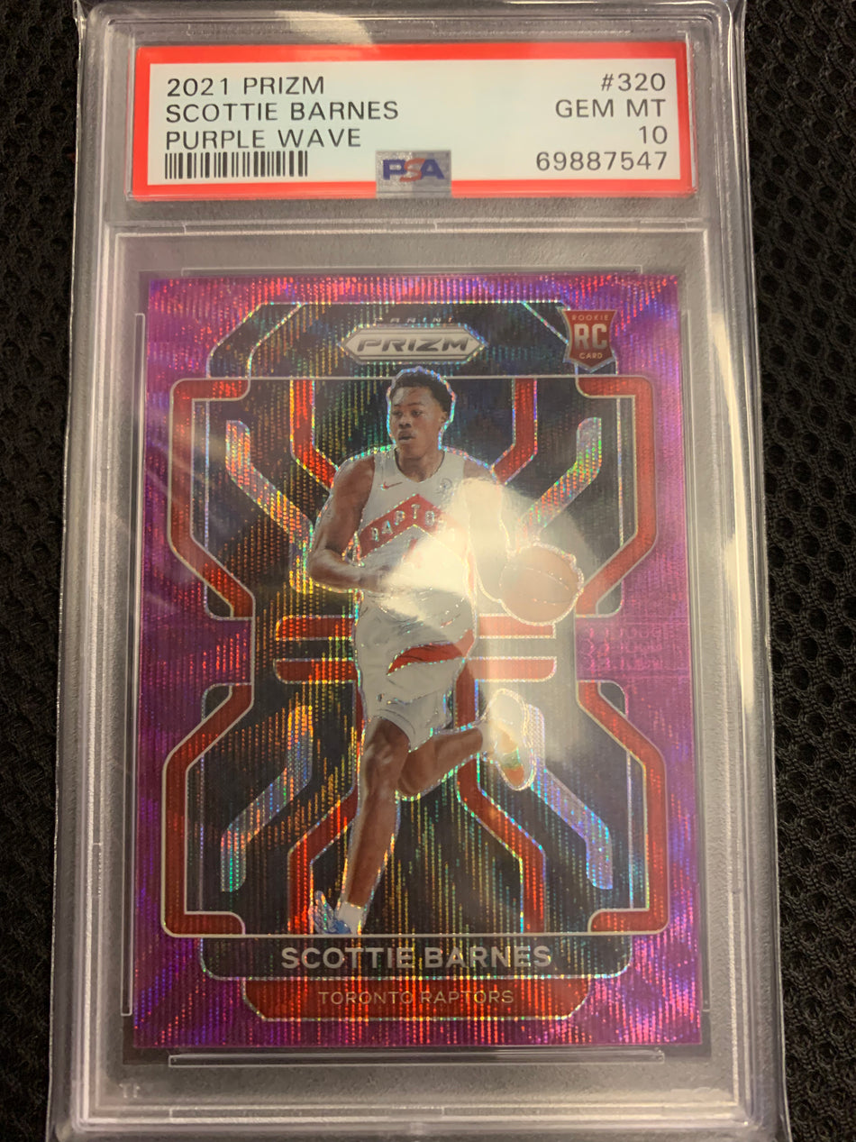 2021 PRIZM SCOTTIE BARNES PURPLE WAVE PSA 10