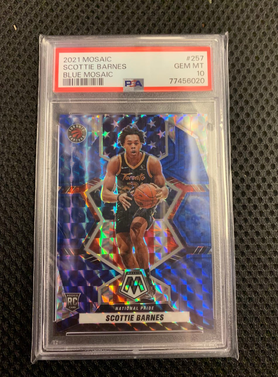 2021 MOSAIC SCOTTIE BARNES BLUE MOSAIC /99 NATIONAL PRIDE PSA 10