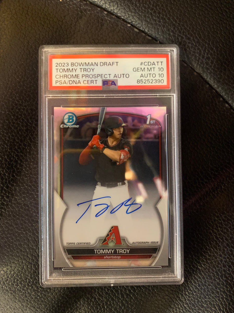 2023 BOWMAN DRAFT TOMMY TROY CHROME AUTO PSA 10 AUTO 10