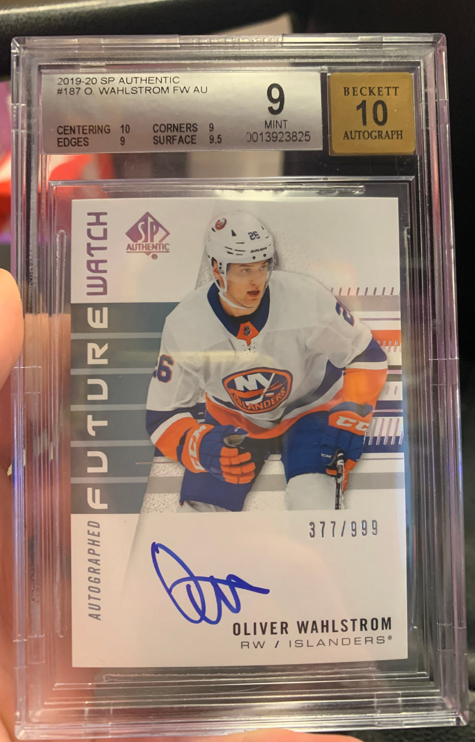 2019-20 SP OLIVER WAHLSTROM FUTURE WATCH /999 BGS 9 AUTO 10