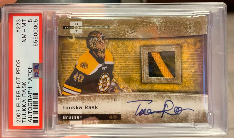 2007 FLLER HOT PROS. TUUKKA RASK AUTO PATCH /25 PSA 8