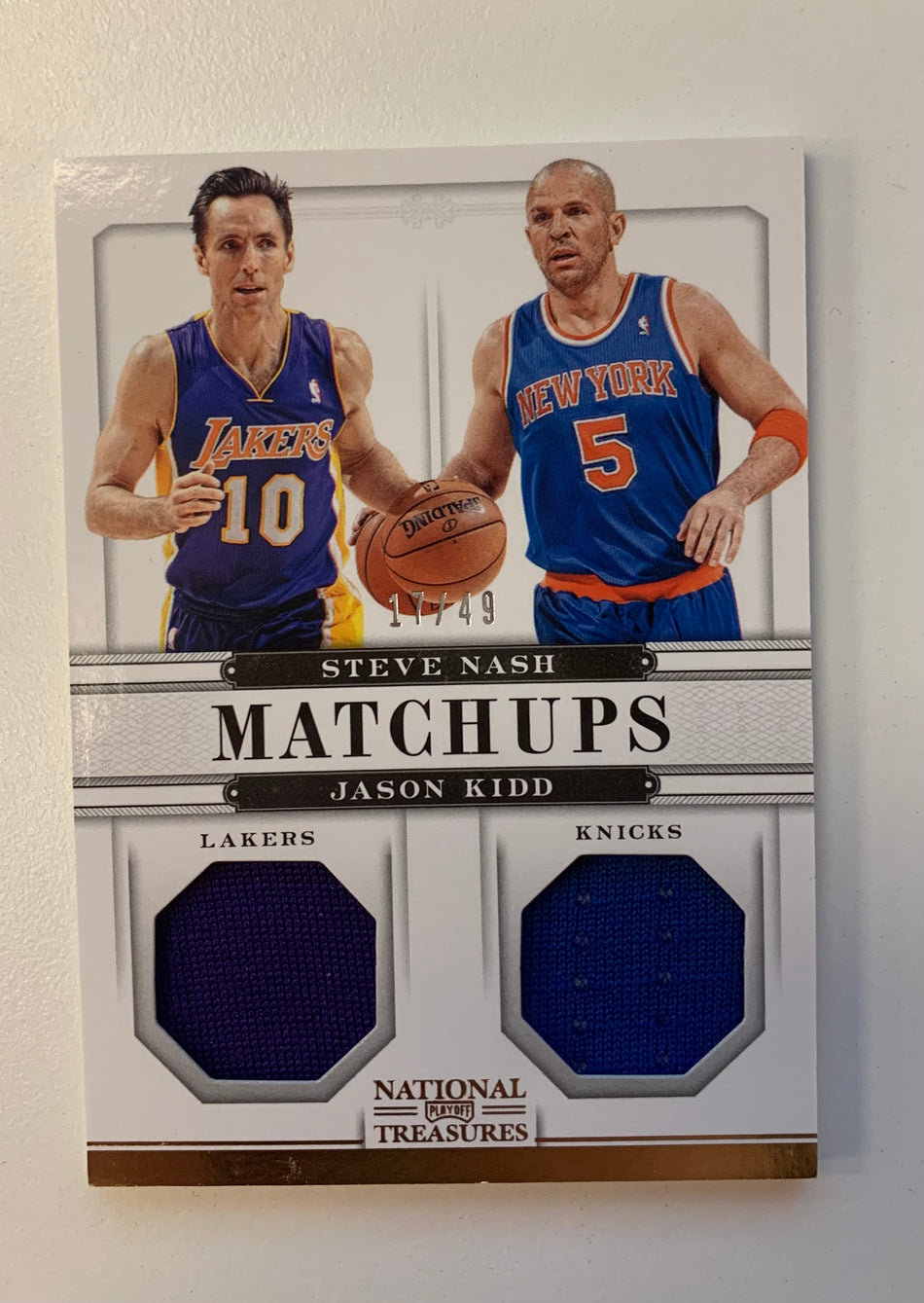 2012-23 PANINI NATIONAL TREASURES STEVE NASH + PAUL KIDD MATCHUPS DUAL PATCH /49 #15