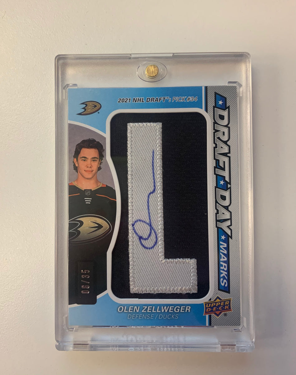 2024-25 SP GAME USED OLEN ZELLWEGER DRAFT DAY MARKS AUTO 6/35