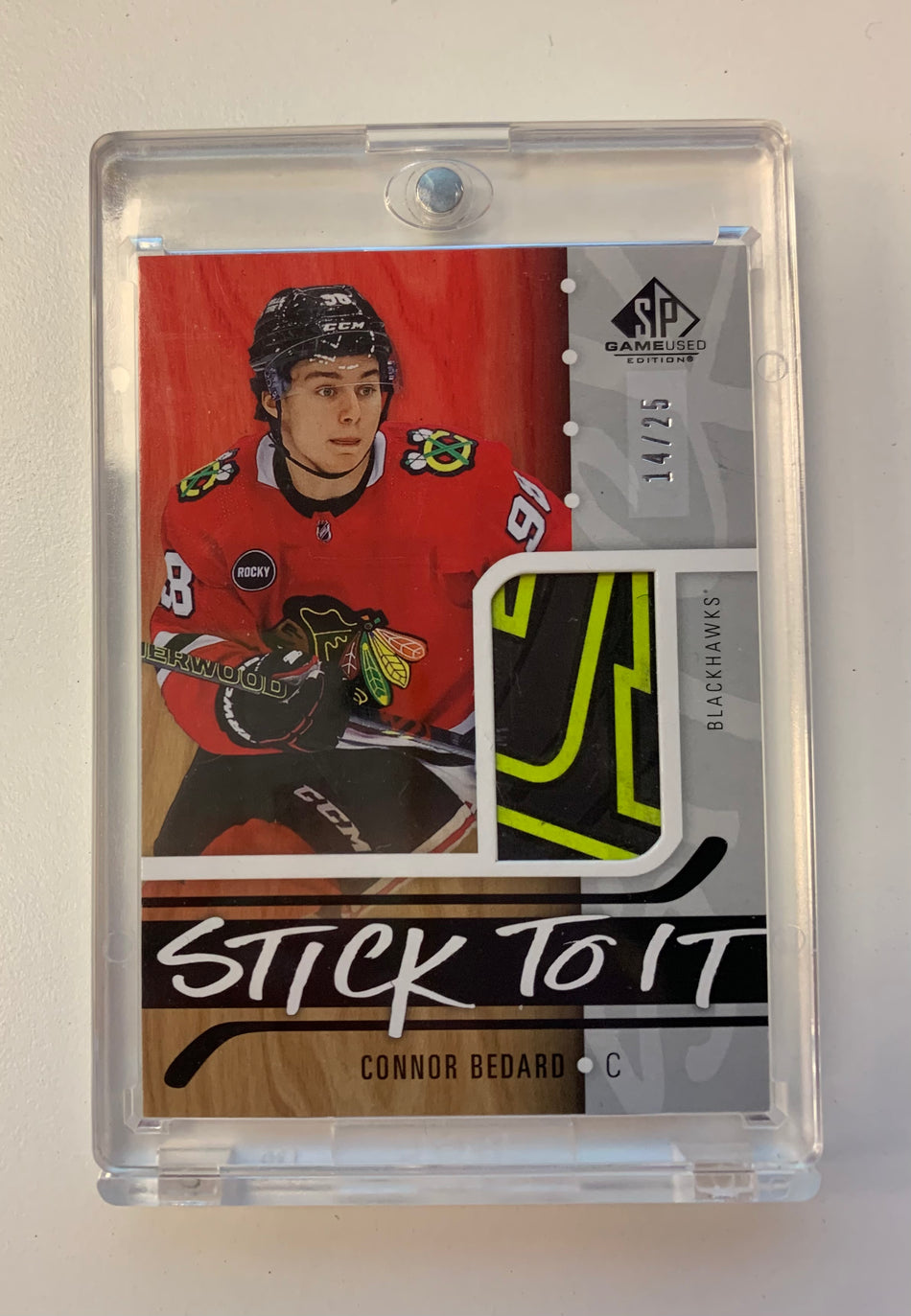 2024-25 SP Game Used CONNOR BEDAR Stick To It /25 STICK RELIC