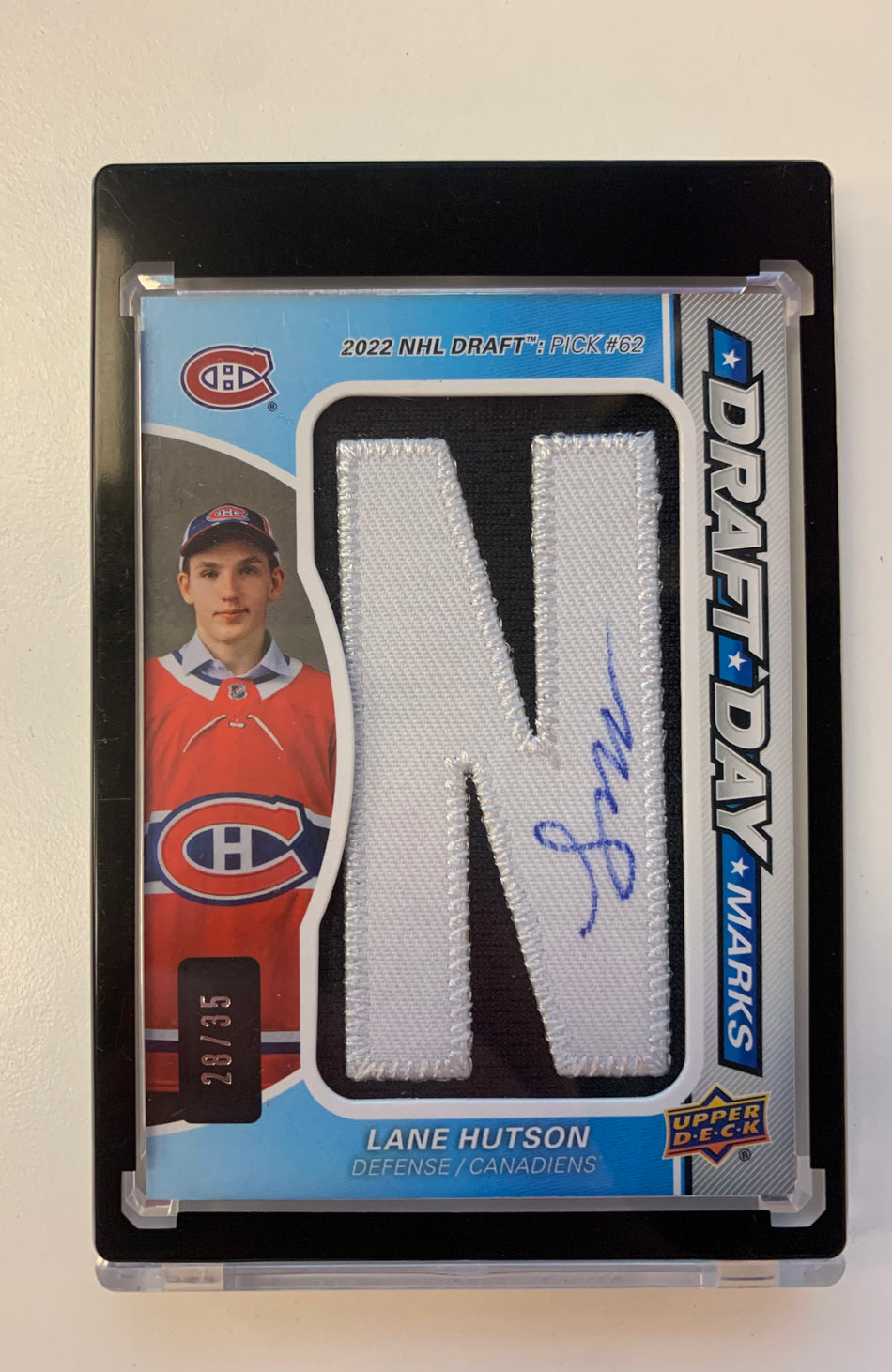 2024-25 SP GAME USED LANE HUTSON DRAFT DAY MARKS AUTO "N" 28/35