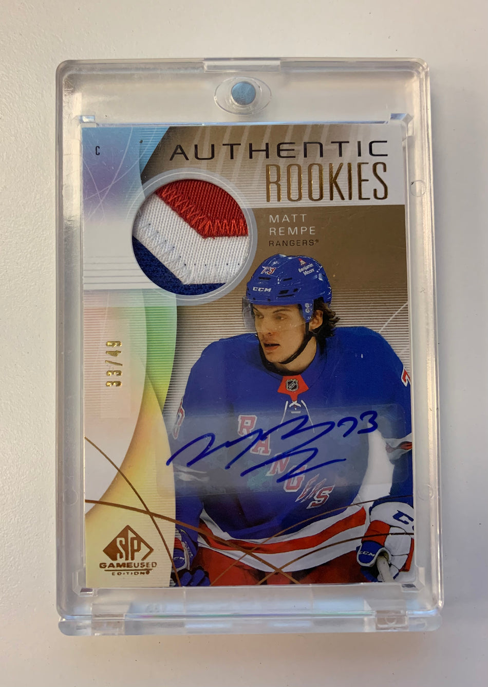 2024-25 SP Game Used MATT REMPE Auto Patch Gold Premium Material 33/49