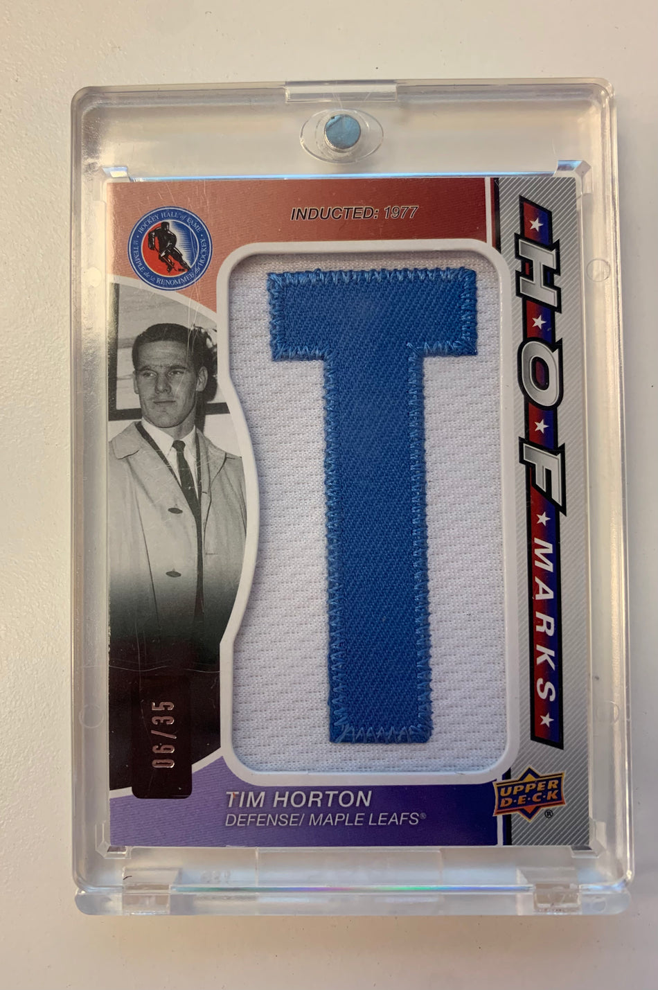 2024-25 SP GAME USED TIM HORTON HOF MARKS "T" 6/35