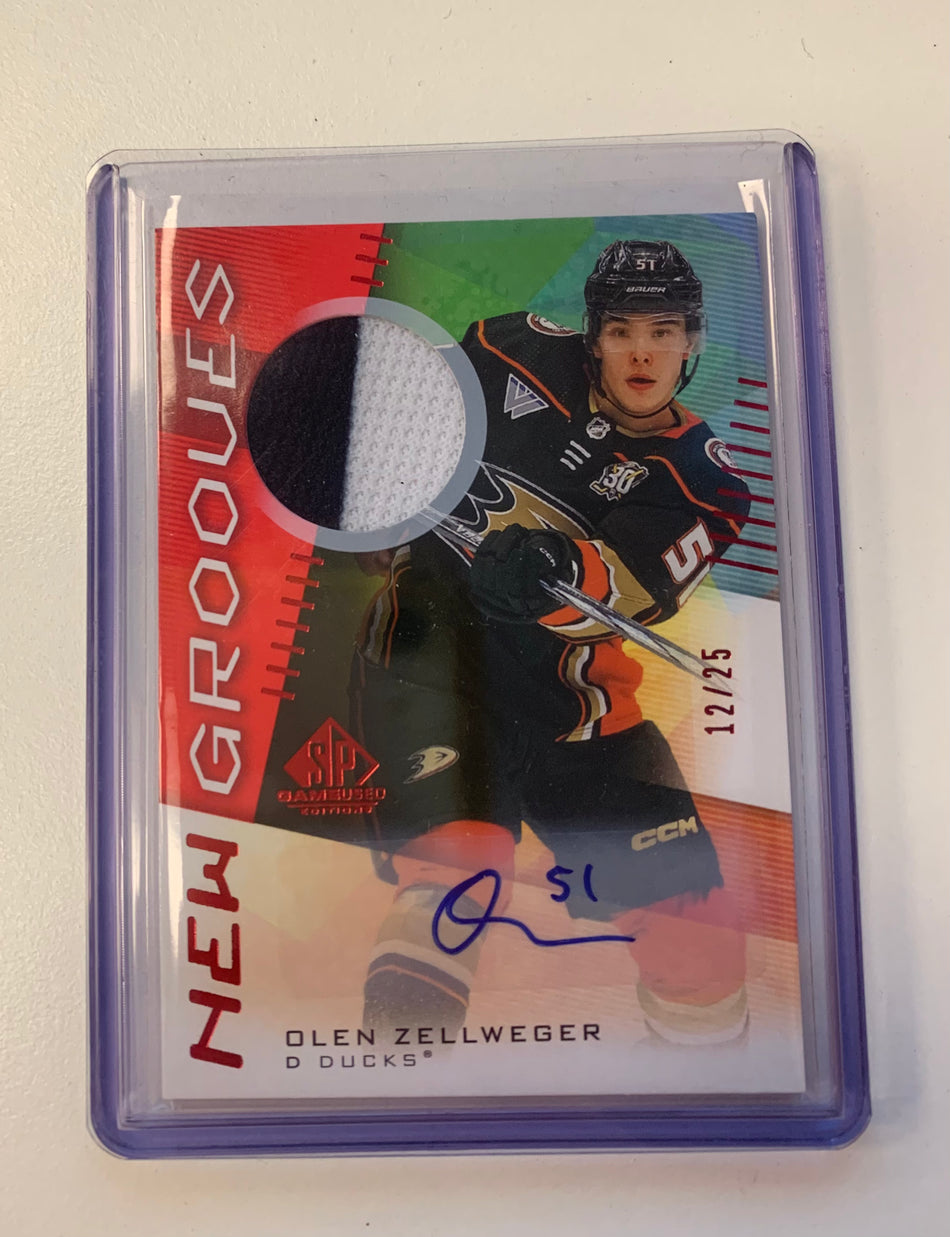 2024-25 SP GAME USED OLEN ZELLWEGER NEW GROOVES RED PATCH AUTO 12/25
