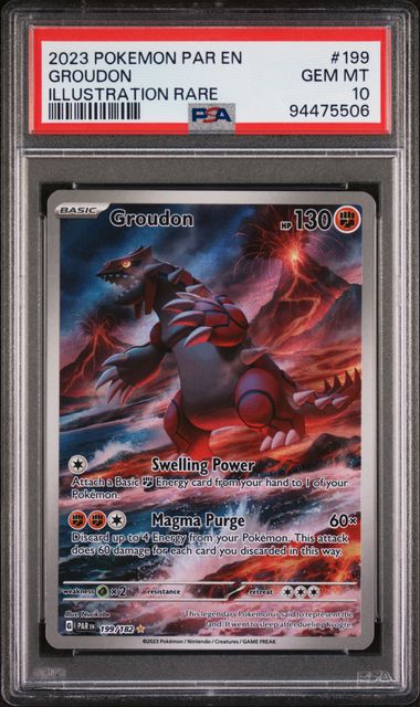 PSA 10 Gem Mint Groudon 199/182 - Paradox Rift Illustration Rare Pokémon TCG