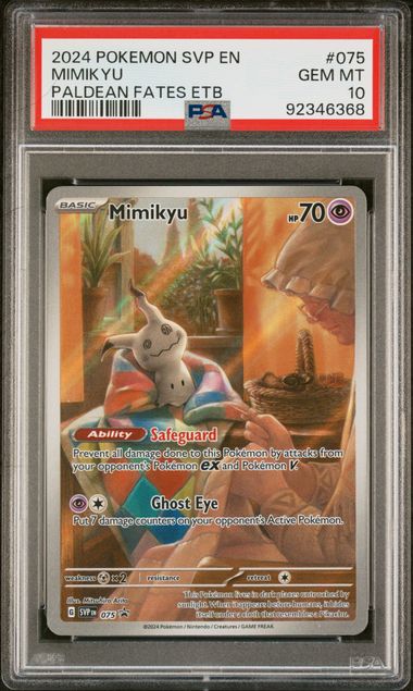 2024 POKÉMON SVP EN MIMIKYU PALDEAN FATES ETB #075 PSA 10