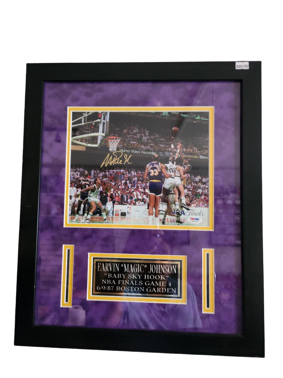 MAGIC JOHNSON Skyhook Autograph 16x19 NBA FINALS 1987