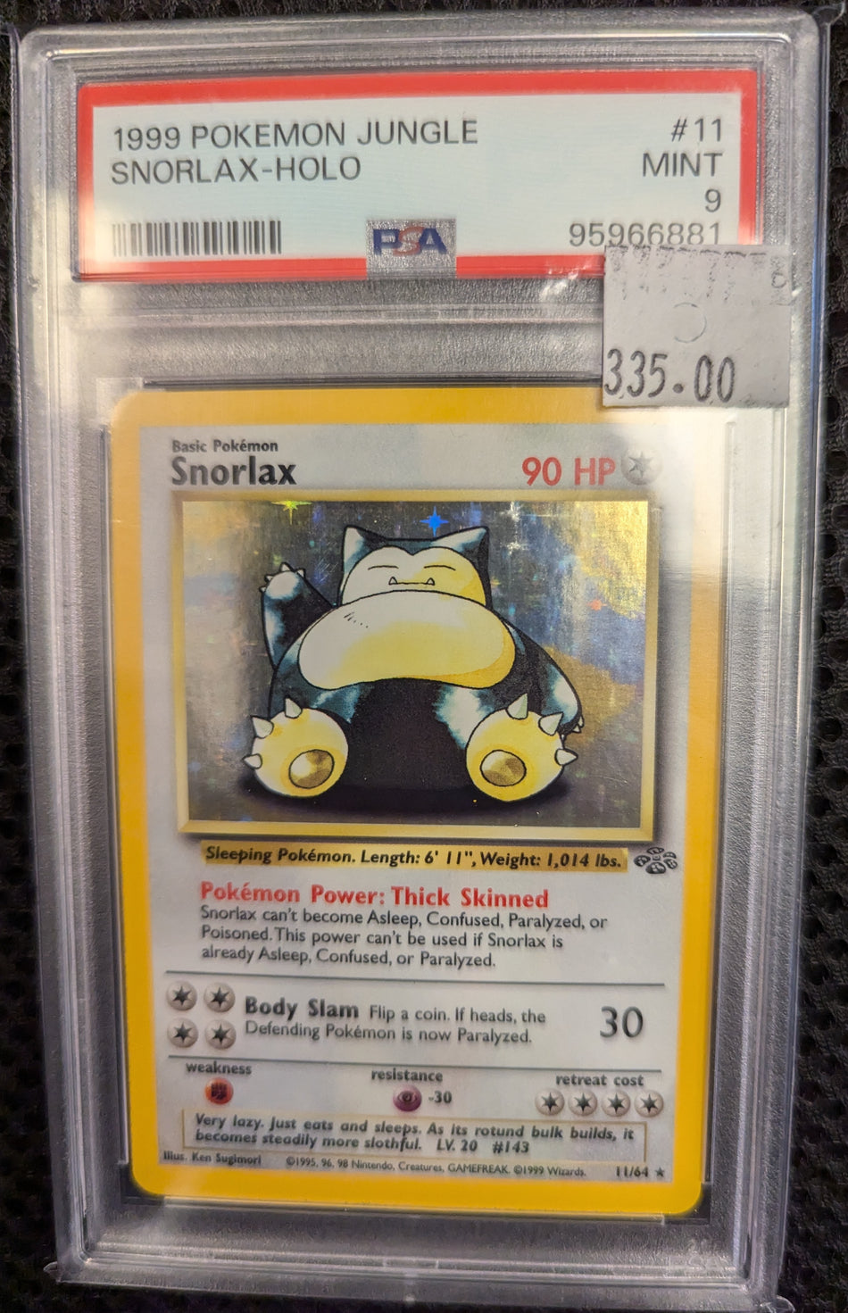 SNORLAX #11 HUNGLE PSA 9