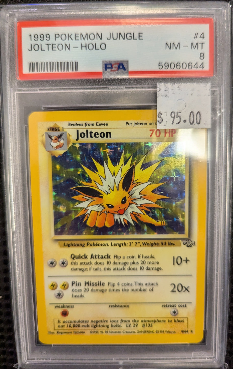 JOLTEON #4 POKEMON JUNGLE 1999 PSA 8