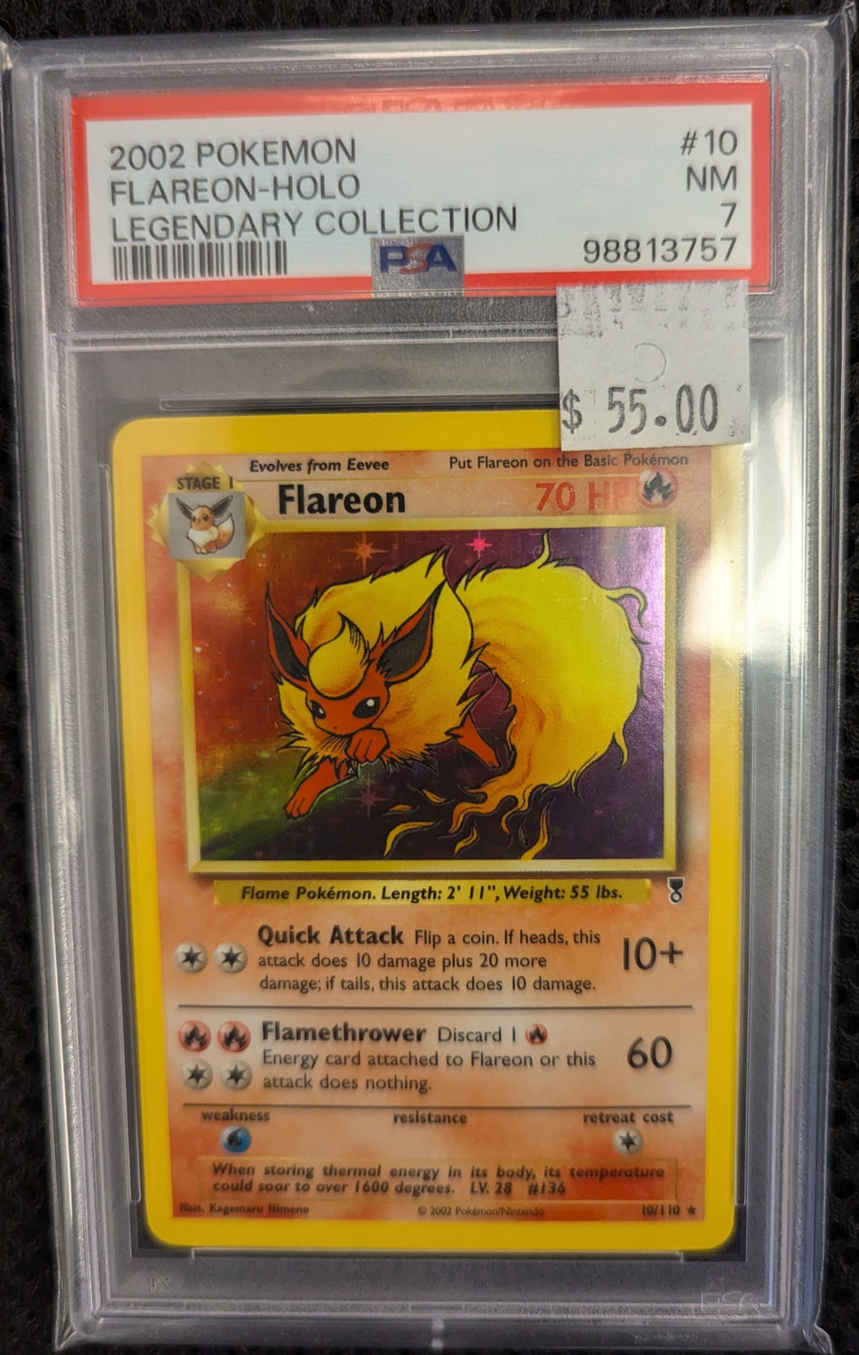 FLAREON #10 LEGENDARY COLLECTION 2002 PSA 7