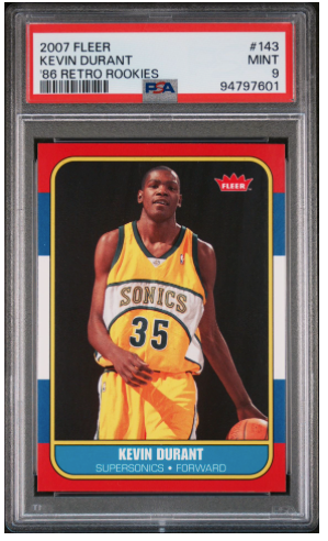 2007 Fleer Kevin Durant 86 Retro Rookies #143 PSA MINT 9