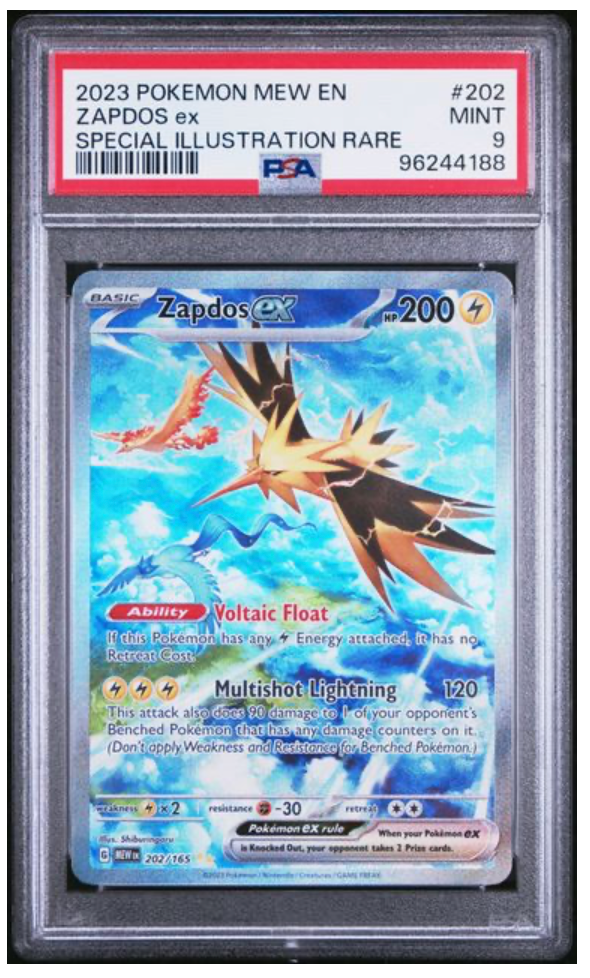 2023 POKEMON MEW EN ZAPDOS ex Special Illustration Rare #202 PSA MINT 9