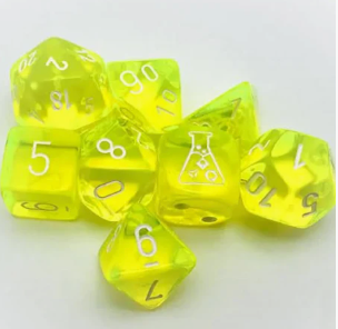 LAB DICE 7 SAMPLER TUBE - NEON YELLOW/WHITE