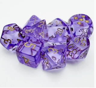 LAB DICE 7 SAMPLER TUBE - LAVENDER/GOLD