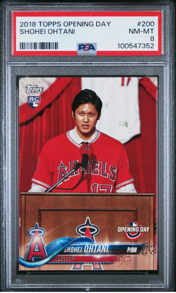 2018 TOPPS OPENING DAY 200 SHOHEI OHTANI ROOKIE PSA NM 8